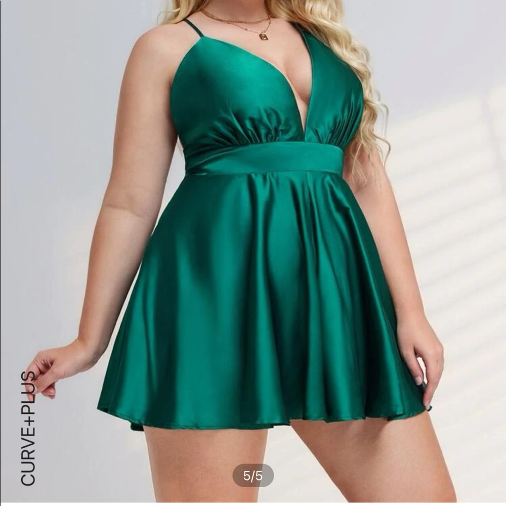 Green satin romper